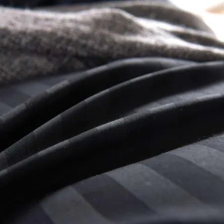 Housse de couette 155 x 220 cm Satin de coton et rayures