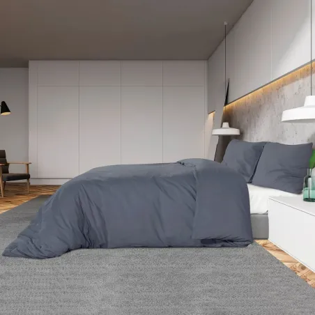 Ensemble de housse de couette Anthracite 135x200 cm Coton