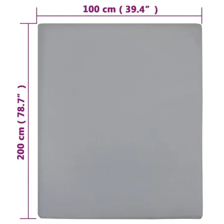 Drap-housse Jersey Gris 100x200 cm Coton