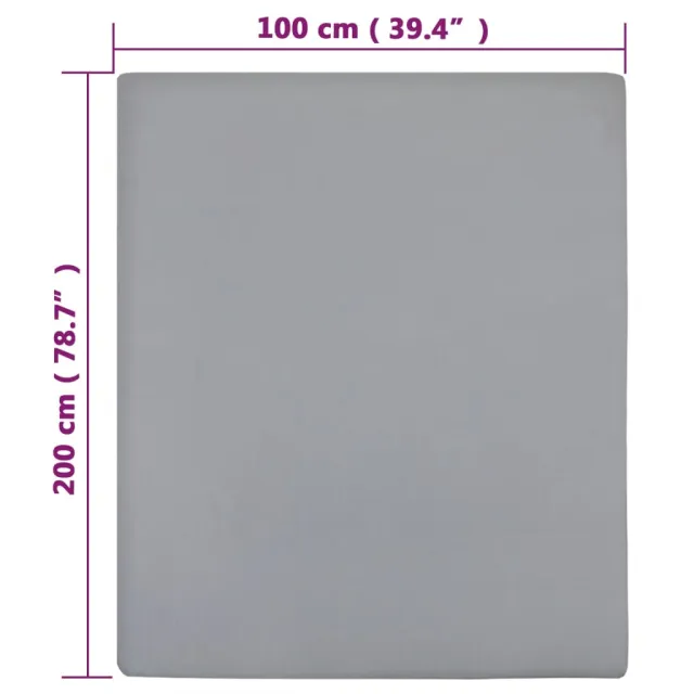 Draps-housses Jersey 2 pcs Gris 100x200 cm Coton