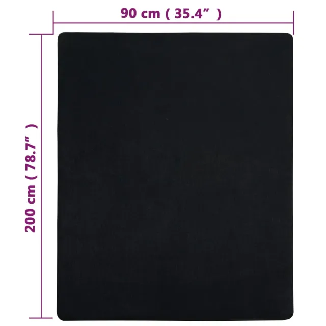 Draps-housses Jersey 2 pcs Noir 90x200 cm Coton