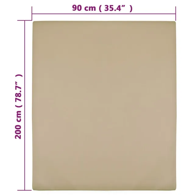 Draps-housses Jersey 2 pcs Taupe 90x200 cm Coton