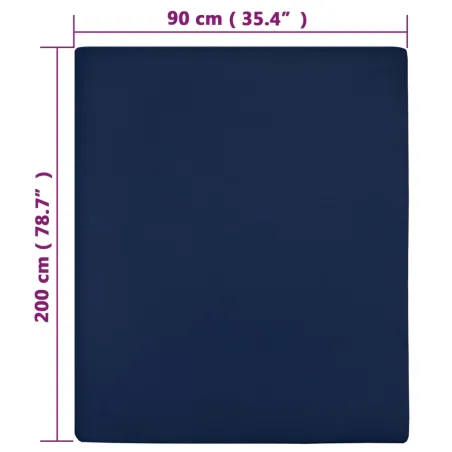Drap-housse Jersey Bleu marine 90x200 cm Coton