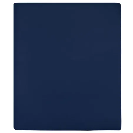 Draps-housses Jersey 2 pcs Bleu marine 100x200 cm Coton