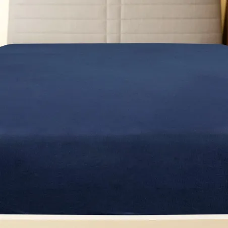 Drap-housse Jersey Bleu marine 160x200 cm Coton