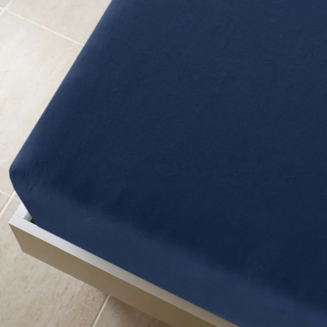 Draps-housses Jersey 2 pcs Bleu marine 180x200 cm Coton