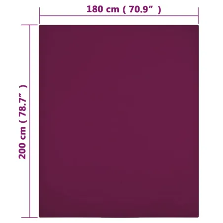 Draps-housses Jersey 2 pcs Bordeaux 180x200 cm Coton
