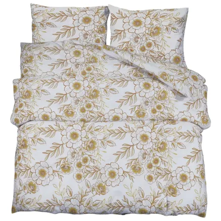 Ensemble de housse de couette blanc et marron 260x240 cm Coton 2