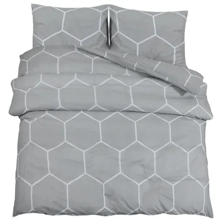 Ensemble de housse de couette Gris 200x200 cm Coton 2