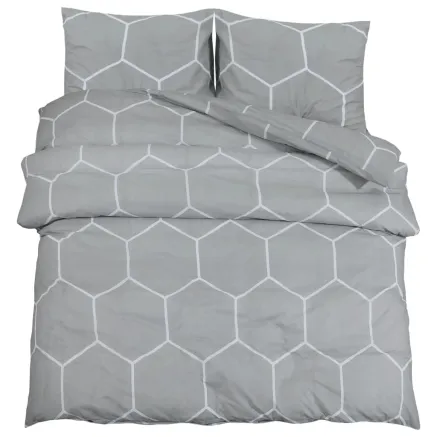 Ensemble de housse de couette Gris 220x240 cm Coton 2