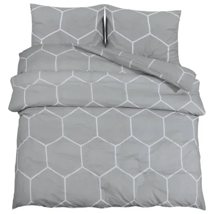 Ensemble de housse de couette Gris 260x220 cm Coton 2