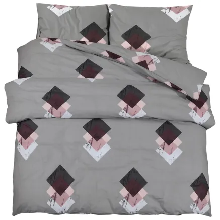 Ensemble de housse de couette Gris 200x200 cm Coton 2