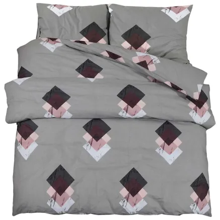 Ensemble de housse de couette Gris 155x220 cm Coton 2