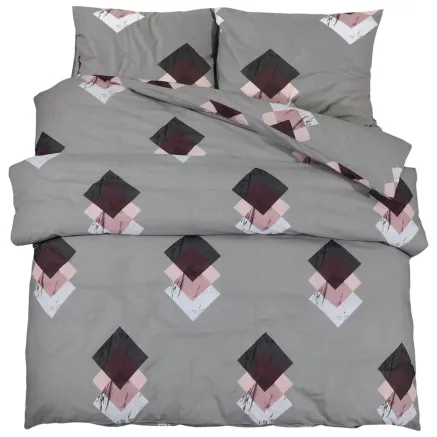 Ensemble de housse de couette Gris 200x220 cm Coton 2