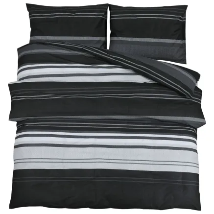 Ensemble de housse de couette noir et blanc 240x220 cm Coton 2