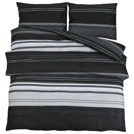 Ensemble de housse de couette noir et blanc 200x200 cm Coton 2