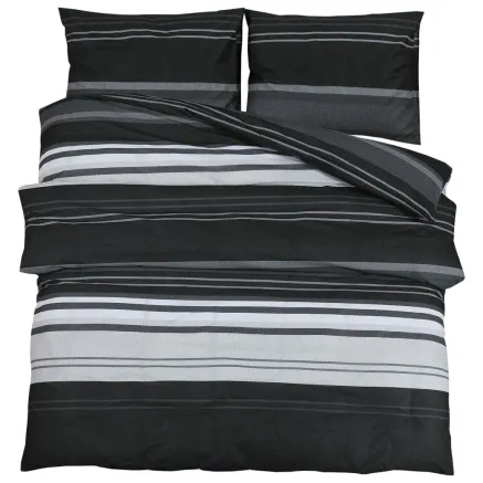 Ensemble de housse de couette noir et blanc 200x220 cm Coton 2