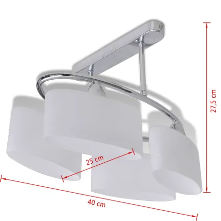 Plafonnier avec abat-jour en verre pour 4 ampoules E14