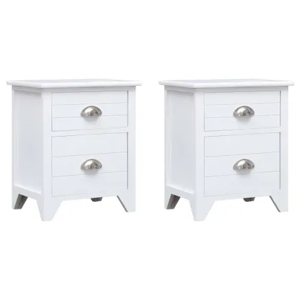 Table de chevet 2 pcs avec 2 tiroirs Blanc 2