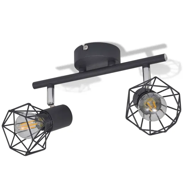 Projecteur style industriel noir avec 2 ampoules à filament LED