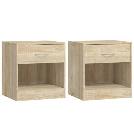 Table de chevet 2 pcs avec tiroir Couleur de chêne 2