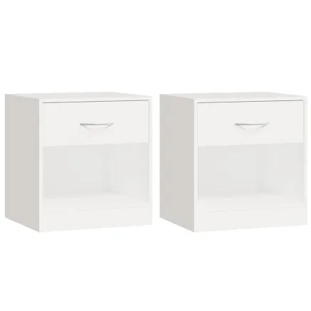 Table de chevet 2 pcs avec tiroir Blanc 2
