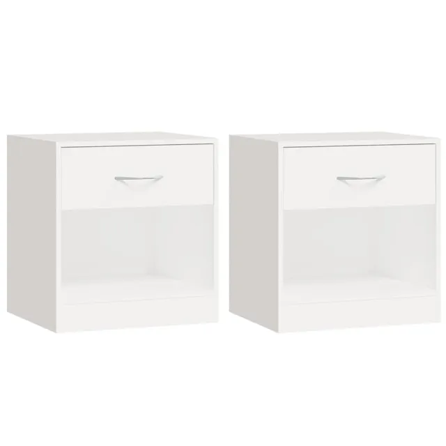Table de chevet 2 pcs avec tiroir Blanc
