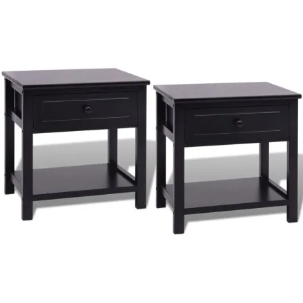 Table de chevet 2 pcs Bois Noir 2