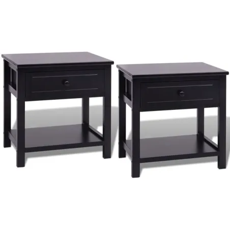 Table de chevet 2 pcs Bois Noir