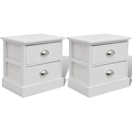 Table de chevet en style français 2 pcs Blanc 2
