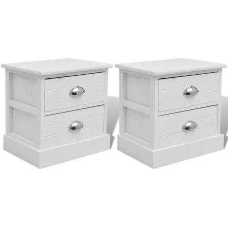 Table de chevet en style français 2 pcs Blanc
