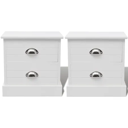 Table de chevet en style français 2 pcs Blanc