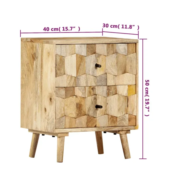Table de chevet 40x30x50 cm Bois de manguier massif