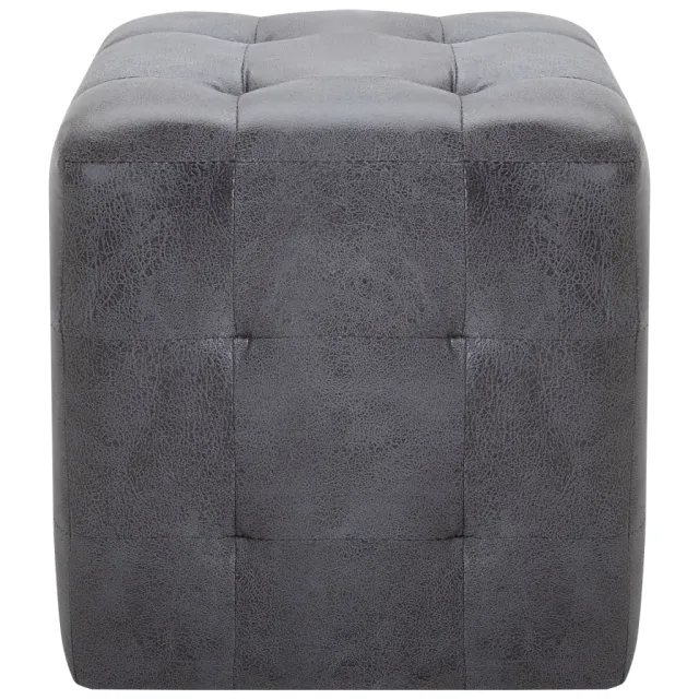 2 pcs Tables de chevet Gris 30x30x30 cm Similicuir daim