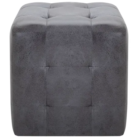 2 pcs Tables de chevet Gris 30x30x30 cm Similicuir daim