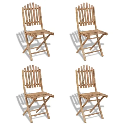 Chaises pliables d'extérieur Bambou 4 pcs