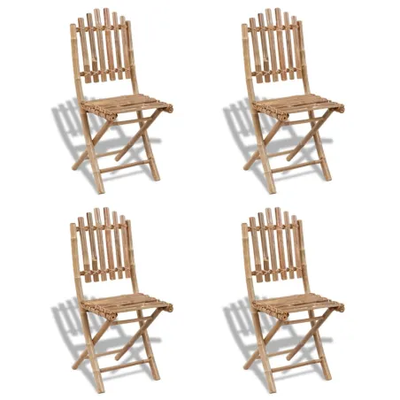 Chaises pliables d'extérieur Bambou 4 pcs