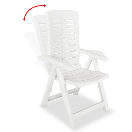 Chaises inclinables de jardin lot de 4 Plastique Blanc 2