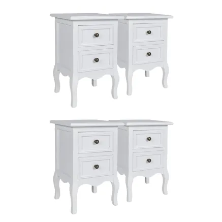Tables de chevet 4 pcs avec 2 tiroirs MDF Blanc 2