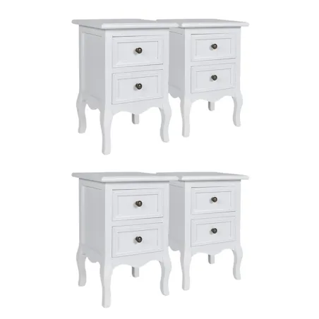 Tables de chevet 4 pcs avec 2 tiroirs MDF Blanc