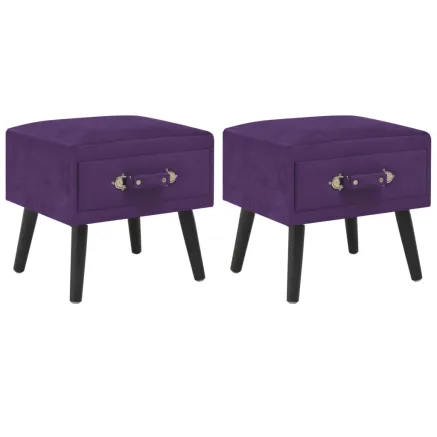 Tables de chevet 2 pcs Violet foncé 40x35x40 cm Velours