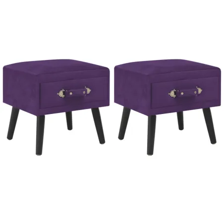 Tables de chevet 2 pcs Violet foncé 40x35x40 cm Velours