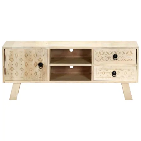 Meuble TV 110x30x44 cm Bois massif de manguier