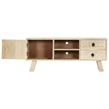 Meuble TV 110x30x44 cm Bois massif de manguier