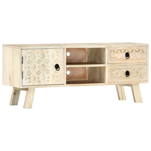 Meuble TV 110x30x44 cm Bois massif de manguier