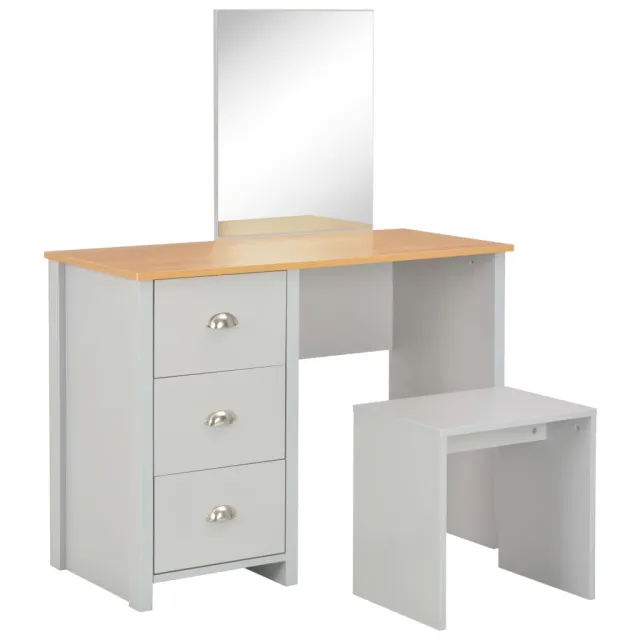 Coiffeuse avec miroir et tabouret Gris 104x45x131 cm