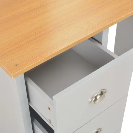 Coiffeuse avec miroir et tabouret Gris 104x45x131 cm