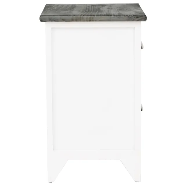 Table de chevet Gris et blanc 38x28x45 cm Bois de Paulownia