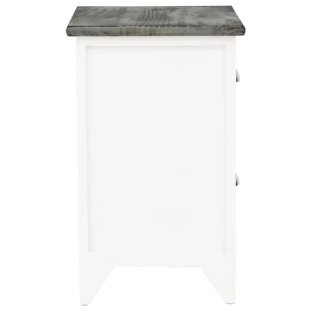 Table de chevet Gris et blanc 38x28x45 cm Bois de Paulownia