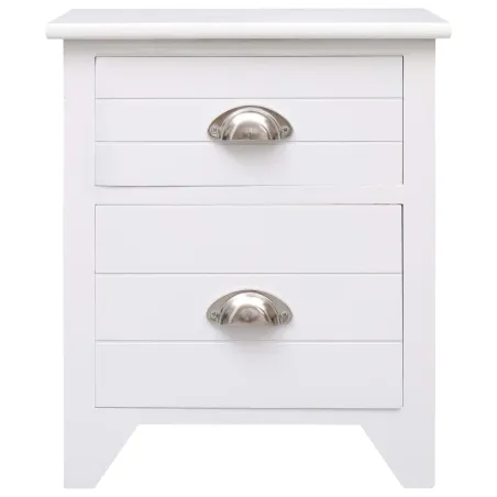 Table de chevet Blanc 38x28x45 cm Bois de Paulownia